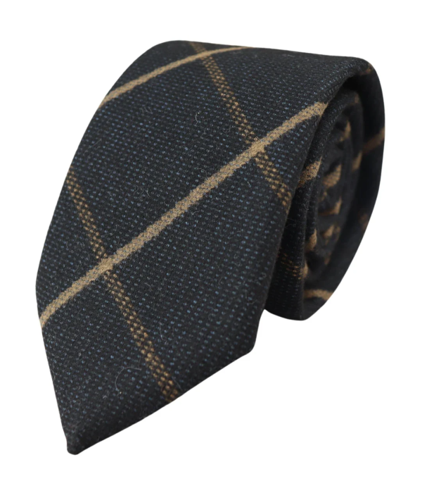 Men's Tweed Navy Herringbone Tie & Pocket Square Set