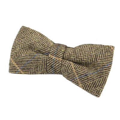 Albert - Men's Brown Herringbone Tweed Check Bow Tie