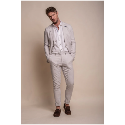 Alvari - Men's Grey Linen Classic Summer 2 Piece Suit