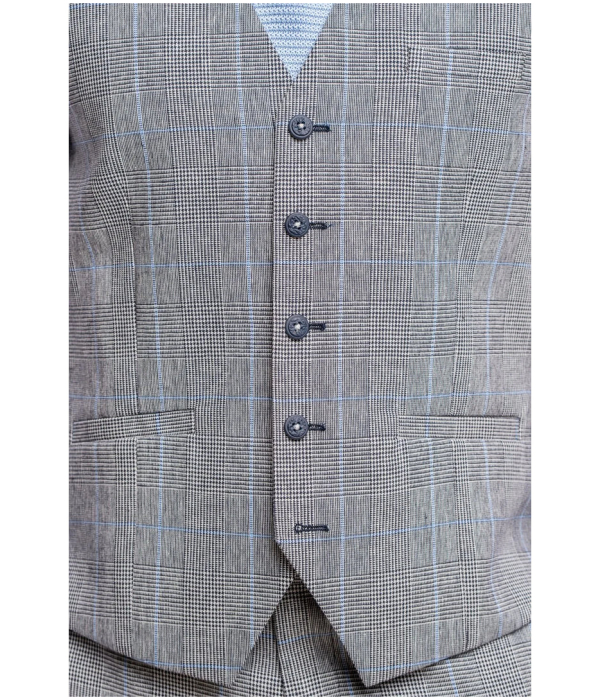 Arriga - Men's Grey Blue Check Waistcoat