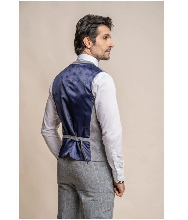 Arriga - Men's Grey Blue Check Waistcoat