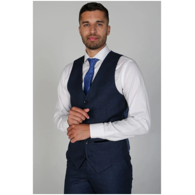 Arthur - Men's Birdseye Navy Waistcoat