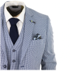 Baresi Men's 3-Piece Grey and Navy Contrasting Classic Summer Check Suit
