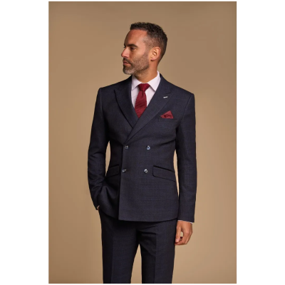 Caridi - Men's 2 Piece Navy Blue Double Breasted Suit