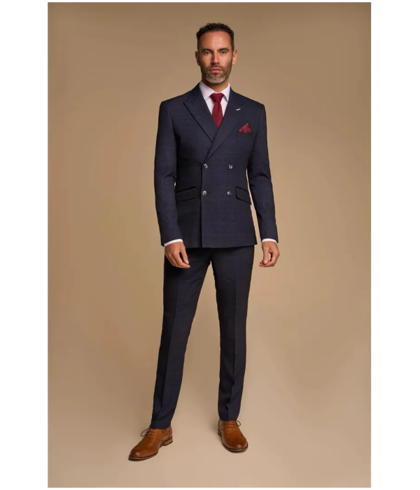 Caridi - Men's 2 Piece Navy Blue Double Breasted Suit