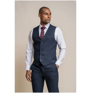 Caridi – Men’s Tweed Navy Blue Waistcoat