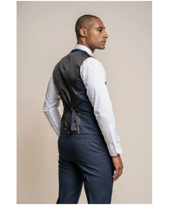 Caridi - Men's Tweed Navy Blue Waistcoat