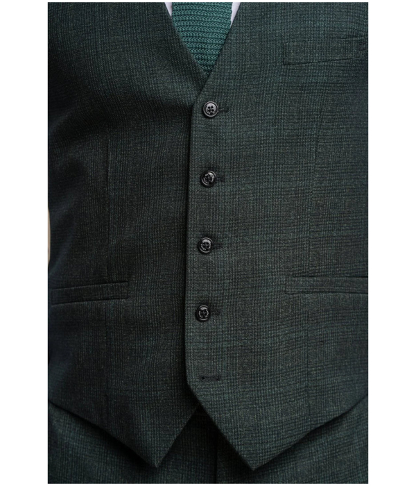 Caridi - Men's Olive Green Tweed Waistcoat