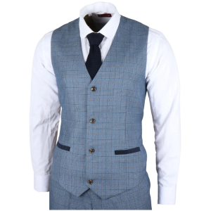 Earl – Men’s Blue Checked Waistcoat