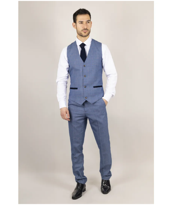 Earl - Men's Blue Checked Waistcoat