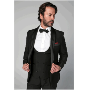 Ford Men’s Black 3-Piece Classic Tuxedo Suit with Satin Lapels