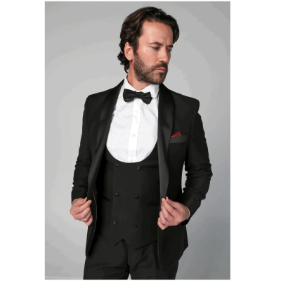 Ford Men's Black 3-Piece Classic Tuxedo Suit with Satin Lapels