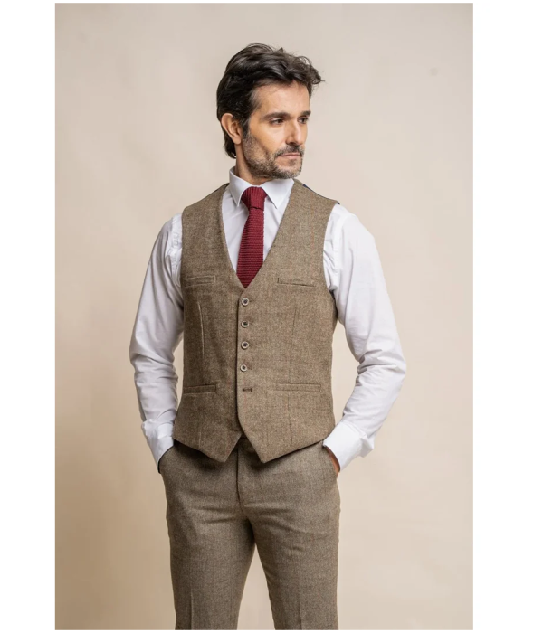 Gaston - Men's Tweed Olive Check Waistcoat