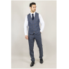 Gisborne Men's 3-Piece Navy Checked Suit with Mustard Accents