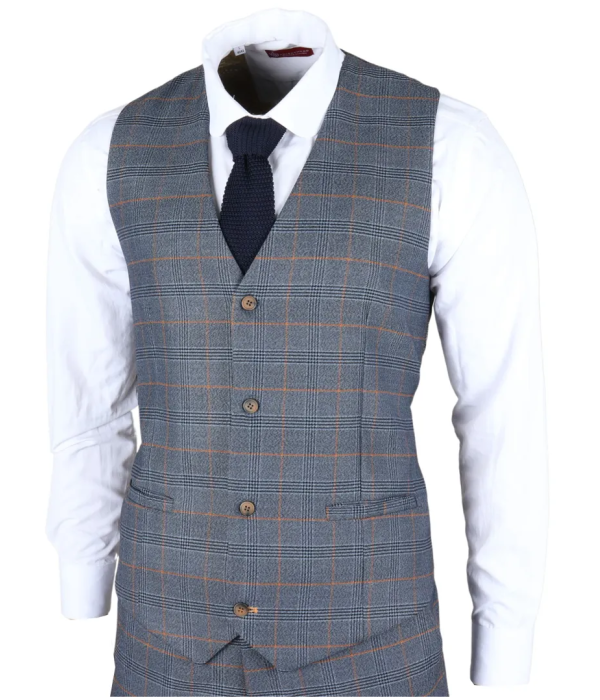 Gisborne - Men's Navy Checked Waistcoat