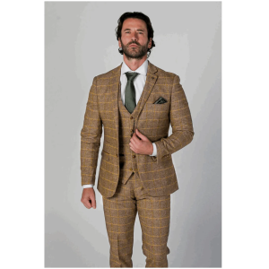 Harris Men’s Brown 3-Piece Tweed Suit with Classic Vintage Style