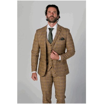 Harris Men's Brown 3-Piece Tweed Suit with Classic Vintage Style