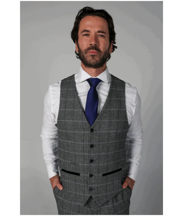 Harris Men's Grey 3-Piece Tweed Suit with Classic Vintage Charm