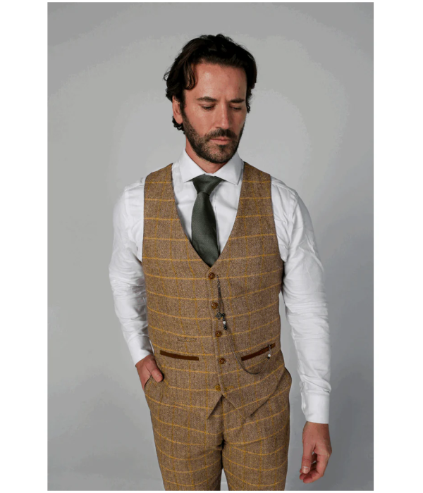 Harris - Men's Brown Tweed Waistcoat