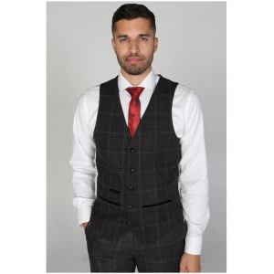 Harvey – Men’s Charcoal Check Waistcoat