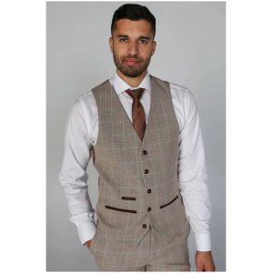 Holland – Men’s Beige Check Waistcoat