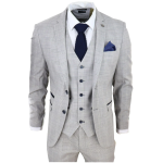 Hugo Men's Light Grey 3-Piece Suit with Navy Blue Check and Velvet Trims - 44UK Jacket/Waistcoat + 38W Trousers