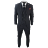 James Men's Classic Black 3-Piece Suit with Red Pocket Square