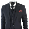 James Men's Classic Black 3-Piece Suit with Red Pocket Square