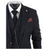 James Men's Classic Black 3-Piece Suit with Red Pocket Square