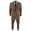 James Men's 3-Piece Plain Brown Suit with Classic Fit