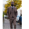 James Men's 3-Piece Plain Brown Suit with Classic Fit