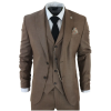 James Men's 3-Piece Plain Brown Suit with Classic Fit