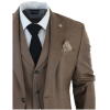 James Men's 3-Piece Plain Brown Suit with Classic Fit