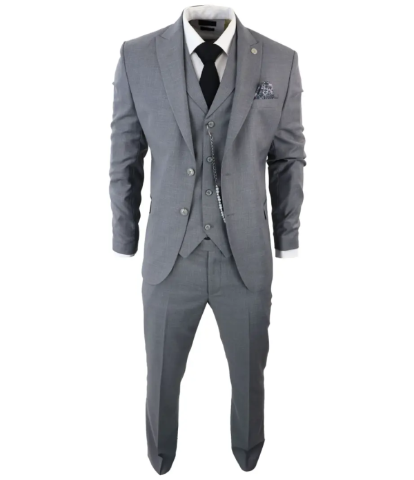 James Men's 3-Piece Grey Classic Fit Suit