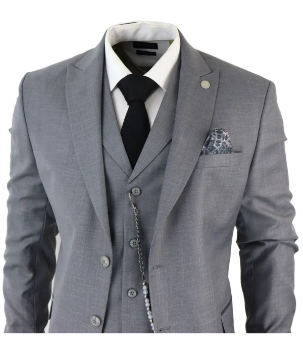 James Men's 3-Piece Grey Classic Fit Suit