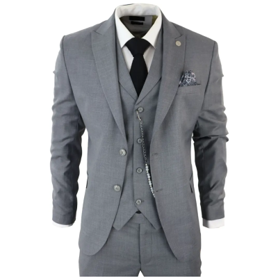 James Men's 3-Piece Grey Classic Fit Suit