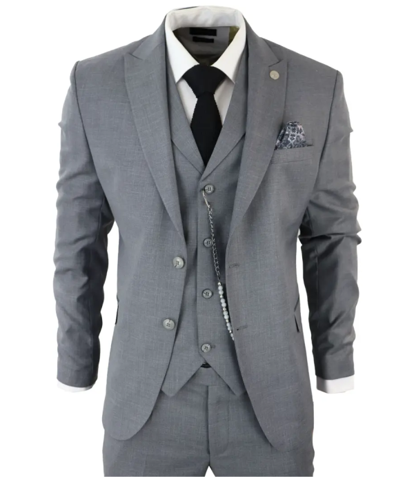 James Men's 3-Piece Grey Classic Fit Suit