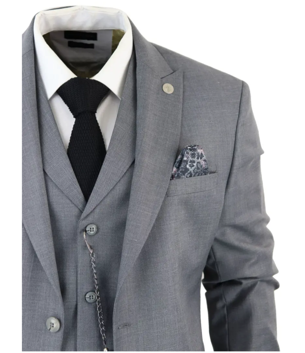 James Men's 3-Piece Grey Classic Fit Suit