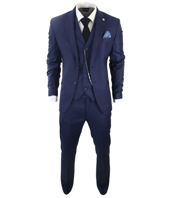 James Men's 3-Piece Navy Blue Tailored Fit Suit