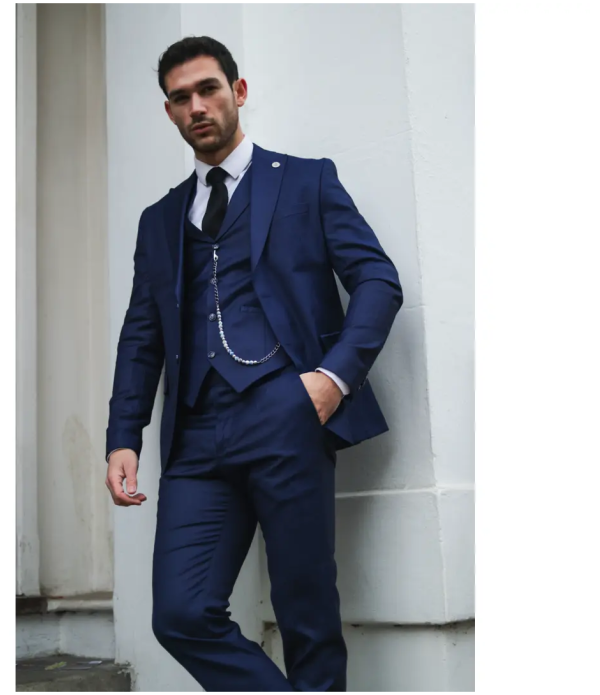 James Men's 3-Piece Navy Blue Tailored Fit Suit