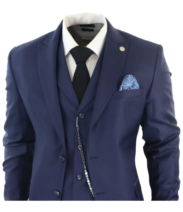 James Men's 3-Piece Navy Blue Tailored Fit Suit