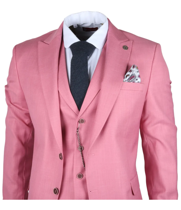 James Men's 3-Piece Pink Tailored Fit Suit