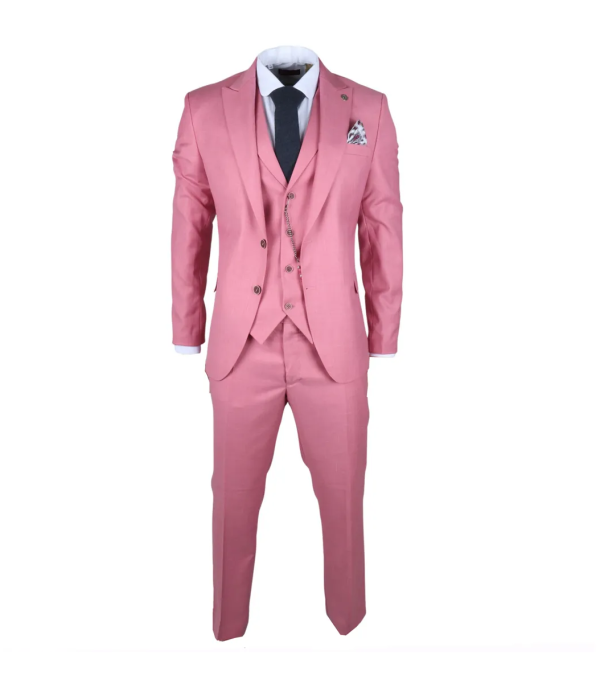 James Men's 3-Piece Pink Tailored Fit Suit