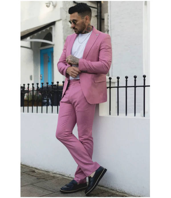 James Men's 3-Piece Pink Tailored Fit Suit