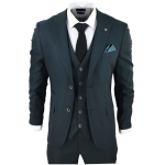 Jasper Men's Olive Green 3-Piece Suit with Prince of Wales Black Check - 46UK Jacket/Waistcoat + 40W Trousers