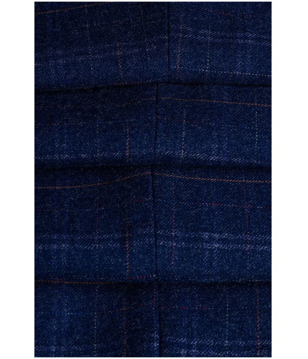 Kaiser - Men's Men's Tweed Check Blue Waistcoat