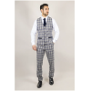 Knight - Men's Grey Blue Checked Waistcoat