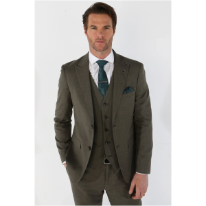 Kurt Men’s Sage Green 3-Piece Tailored Fit Suit for Summer Weddings