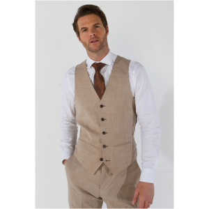 Kurt – Men’s Beige Tailored Fit Waistcoat