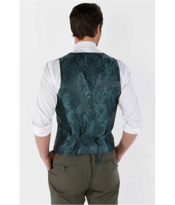 Kurt - Men's Sage Tailored Fit Waistcoat